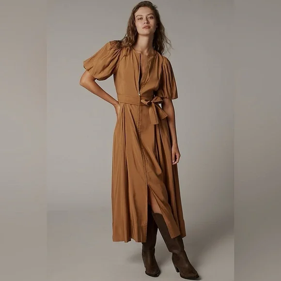 Anthropologie English Factory Short-Sleeve Tie-Waist Midi Dress Sz M NWT - Picture 1 of 5